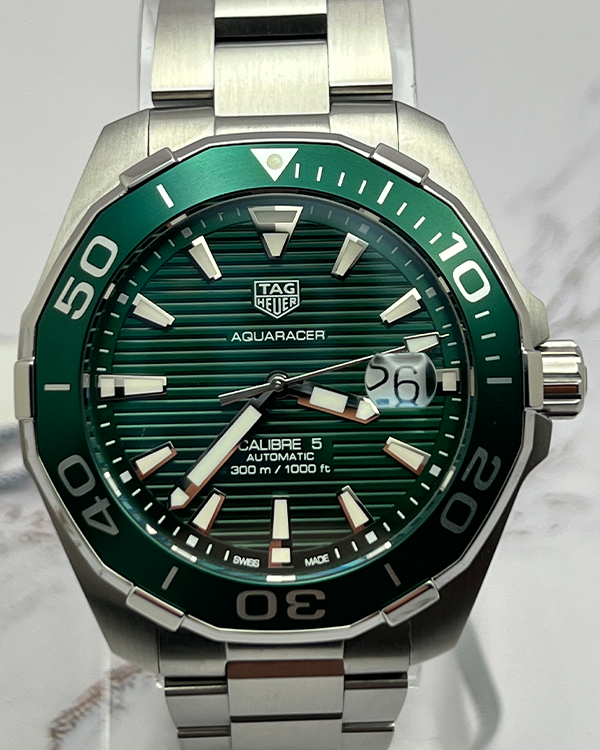 No Reserve - 2021 TAG Heuer Aquaracer 300M Steel Green Dial (WAY201S.BA0927)