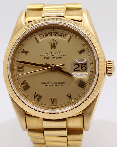 Rolex Day-Date 36MM Champagne Dial Yellow-Gold President Bracelet (18038)