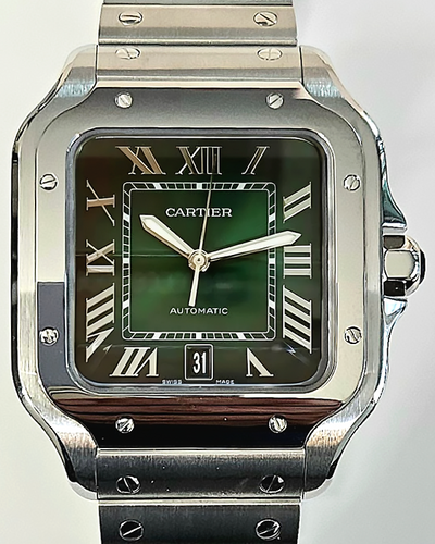 2024 Cartier Santos De Cartier 39.8MM Green Dial Steel Bracelet (WSSA0062)