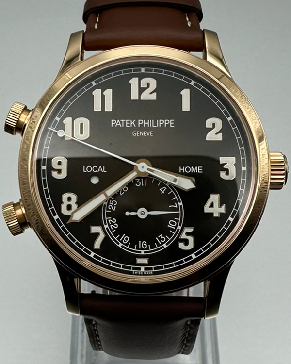 2021 Patek Philippe Calatrava Pilot Travel Time 42MM Brown Dial Leather Strap (5524R-001)