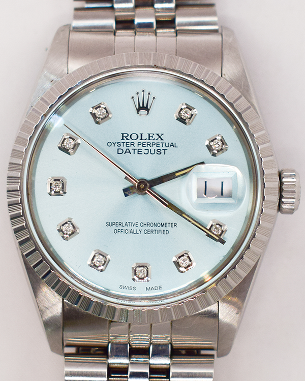 1987 (9 Mil Serial) Rolex Datejust 36MM Aftermarket Blue Dial Jubilee Bracelet (16030)