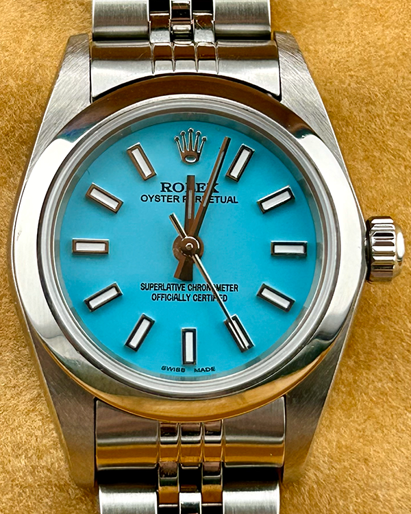 2001 Rolex Oyster Perpetual 24MM Aftermarket Tiffany Blue Dial Oyster Bracelet (76080)