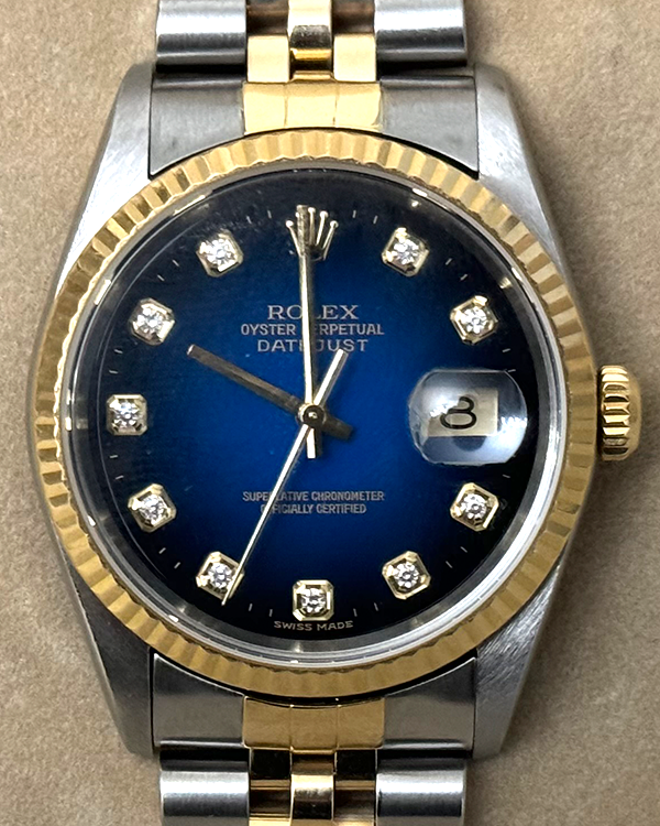 2002 Rolex Datejust 36MM Blue Vignette Dial Two-Tone Jubilee Bracelet (16233)