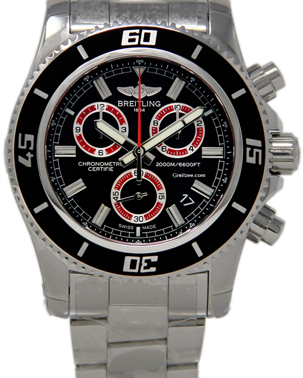 Breitling Superocean Chronograph M2000 46MM Quartz Black Dial Steel Bracelet (A73310A8/BB72)