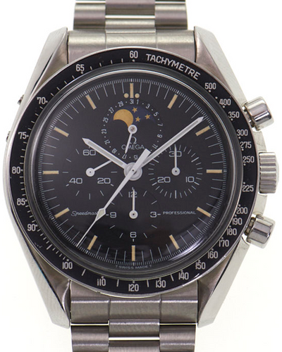 1986 Omega Speedmaster Professional Moonwatch Moonphase 42MM Black Dial Steel Bracelet (345.0809)