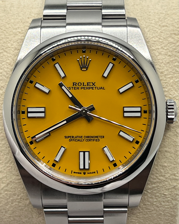 2023 Rolex Oyster Perpetual 41MM Yellow Dial Oyster Bracelet (124300-0004)