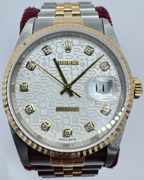 2004 Rolex Datejust 36MM Silver "Jubilee Motif" Dial Two-Tone Jubilee Bracelet (16233)