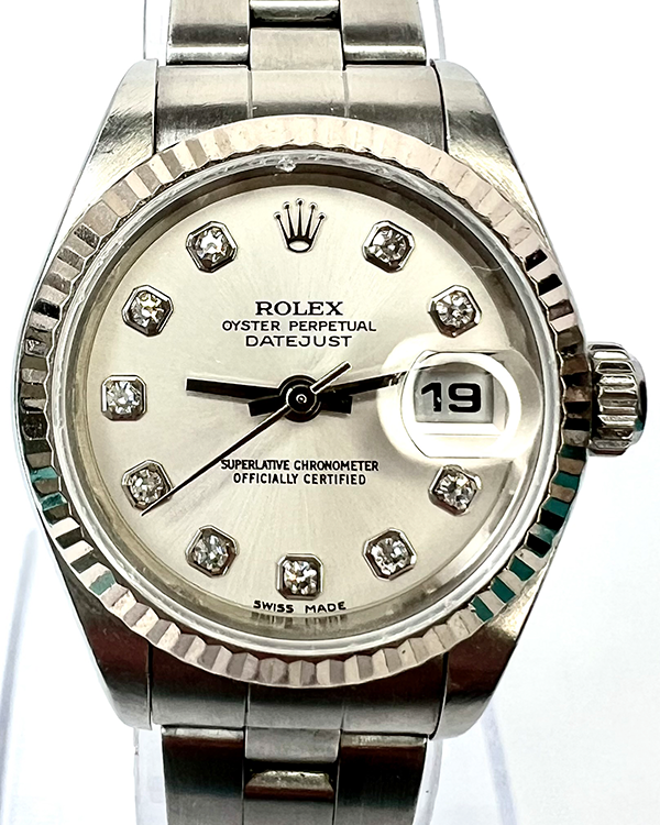 Rolex Lady-Datejust 26MM Silver Diamond Dial Steel Bracelet (79174)