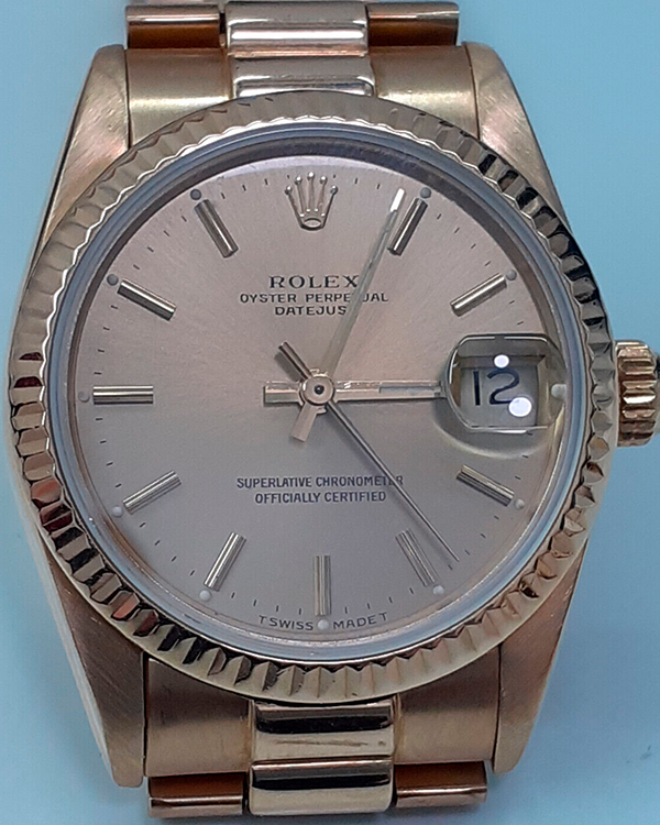 Rolex Datejust Vintage 31MM Champagne Dial Yellow Gold President Bracelet (68278)