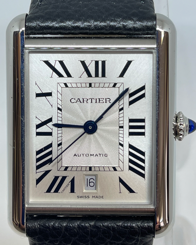 2021 Cartier Tank Must XL De Cartier 41MM Silver Dial Leather Strap (WSTA0040)