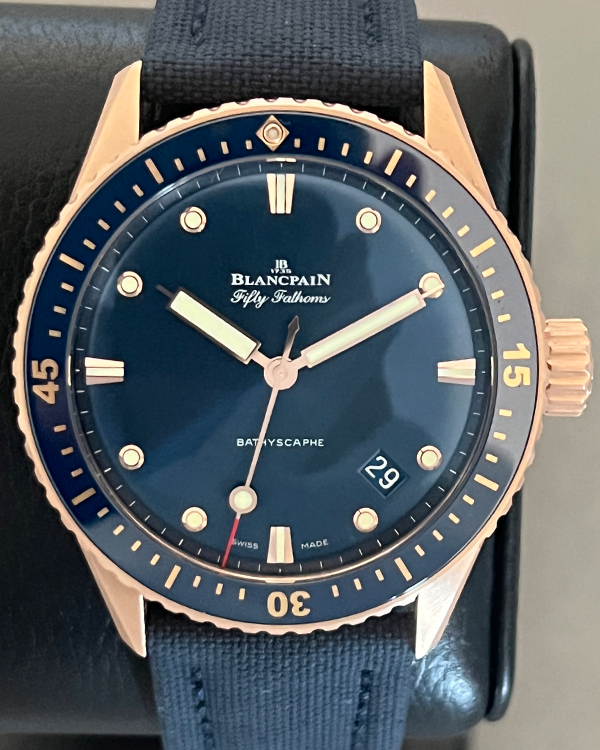 2021 Blancpain Fifty Fathoms Bathyscape 43MM Blue Dial Textile Strap (5000-36S40-O52A)