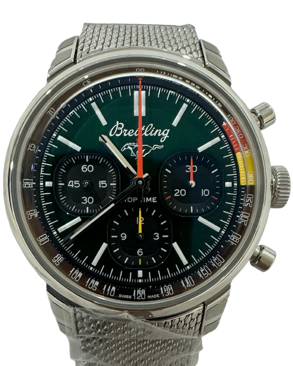 2024 Breitling Top Time B01 "Ford Mustang" 41MM Green Dial Steel Bracelet (AB01762A1L1A1)