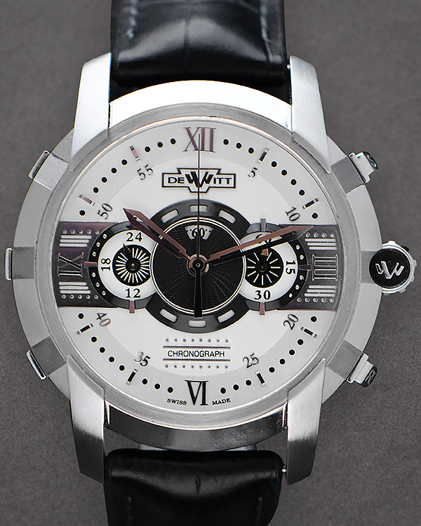 DeWitt Glorious Knight Chronograph 46MM Silver Dial Leather Strap (FTV.CHR.002.RFB)