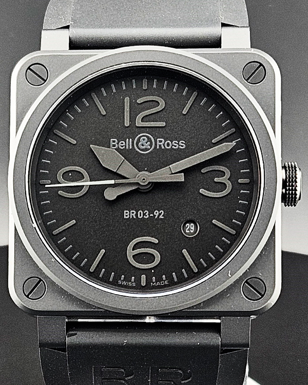 Bell & Ross BR 03  "Phantom" 42MM Black Dial Rubber Strap (BR03-92-CBL)