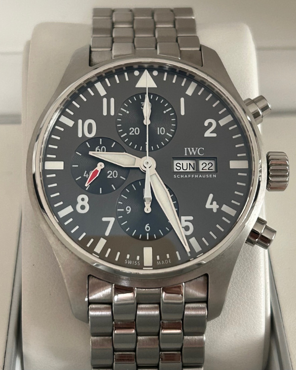 2017 IWC Pilot Chronograph Spitfire 43MM Bracelet Steel Grey Dial (IW377719)