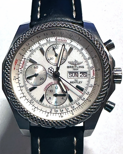 Breitling Bentley GT 44MM Silver Dial Leather Strap (A13363)