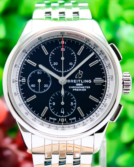 2022 Breitling Premier Chronograph 42MM Black Dial Steel Bracelet (A13315351B1A1)