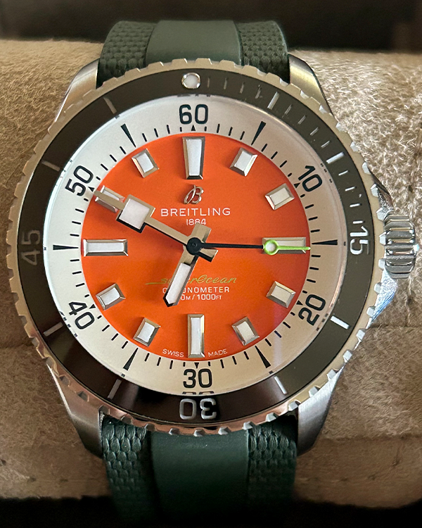 Breitling Superocean Kelly Slater 42MM Orange Dial Rubber Strap (A17375)