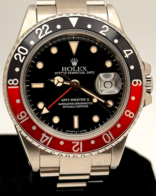 No Reserve - 1987 Rolex GMT-Master II “Rare Vintage Fat Lady” 40MM  Black Dial Steel Bracelet (16760)