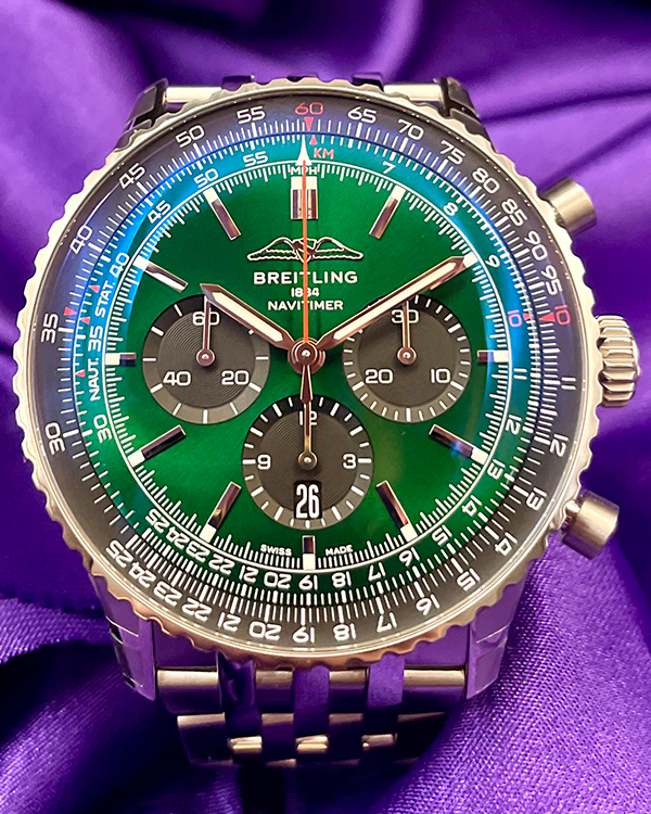 2023 Breitling Navitimer B01 46MM Green Dial Steel Bracelet (AB0137241L1P1)