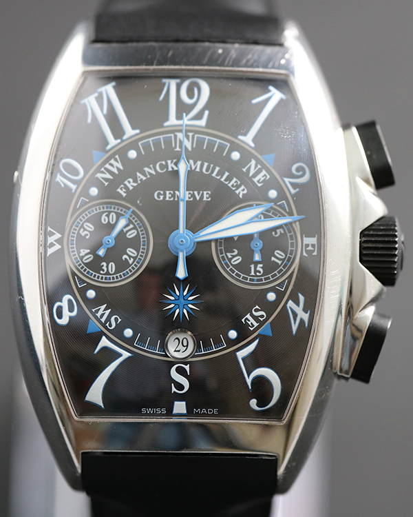 Franck Muller Tonneau Curvex Mariner 55x40MM Black Dial Rubber Strap (8080 CC AT)