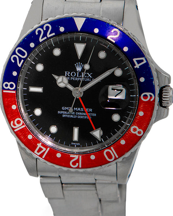 Rolex GMT-Master "Pepsi" Vintage 40MM Black Dial Steel Oyster Bracelet (16750)