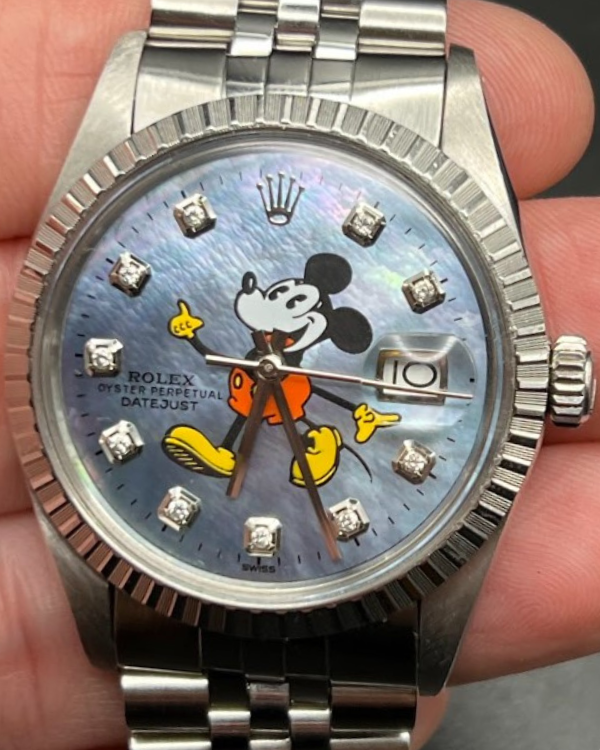 No Reserve - Rolex Datejust 36MM Jubilee Bracelet Vintage Steel Blue Mother of Pearl Mickey Dial (16030)