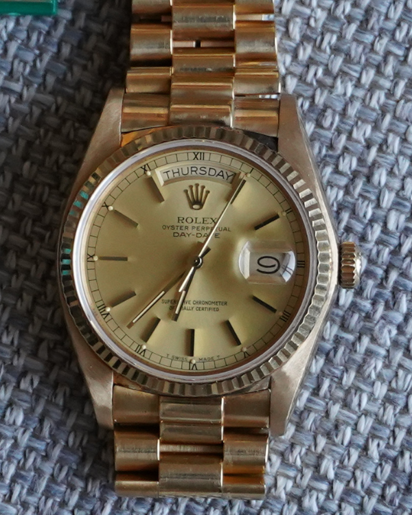 Rolex Day-Date Vintage 36MM  Champagne Dial Yellow Gold President Bracelet (18038)