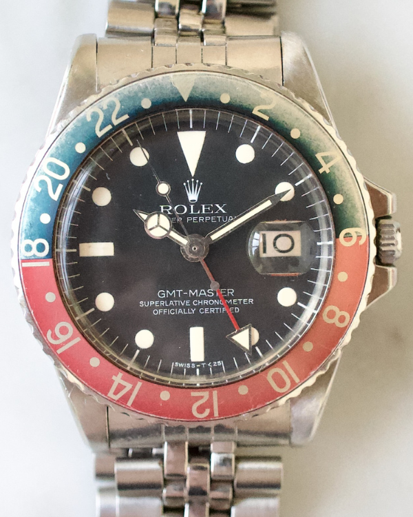 1969 Rolex GMT-Master "Faded Pepsi" Vintage 40MM Black Dial Jubilee Bracelet (1675)