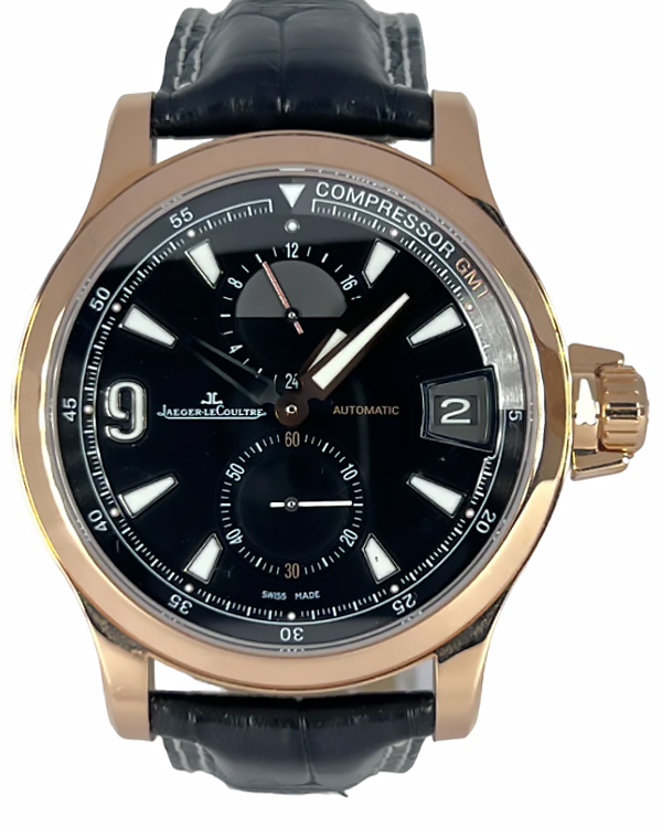 2012 Jaeger-LeCoultre Master Compressor GMT 41.5MM Black Dial Leather Strap (Q1732441)