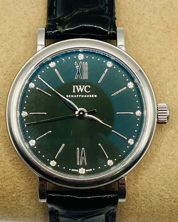 2022 IWC Schaffhausen Portofino 34MM Green Dial Leather Strap (IW357405)