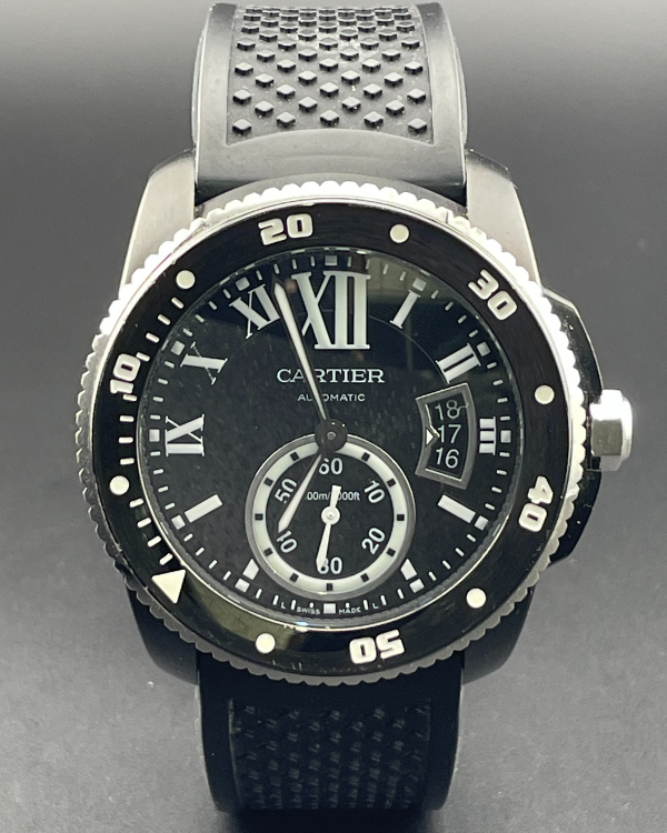 Cartier Calibre de Cartier Diver 42MM Black Dial Rubber Strap (WSCA0006)