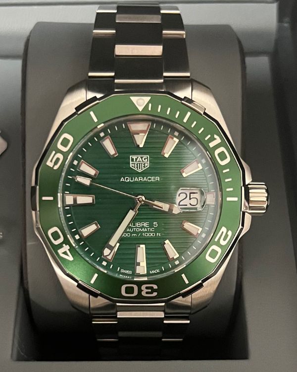 No Reserve - 2023 TAG Heuer Aquaracer 300M 43MM Steel Green Dial (WAY201S.BA0927)