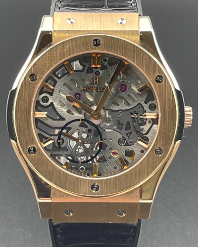 Hublot Classic Fusion 42MM Skeleton Dial Leather Strap (545.OX.0180.LR)