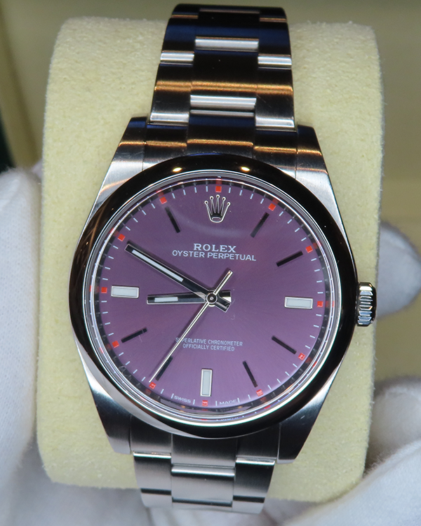 2020 Rolex Oyster Perpetual 39mm Steel Red Grape Dial (114300)