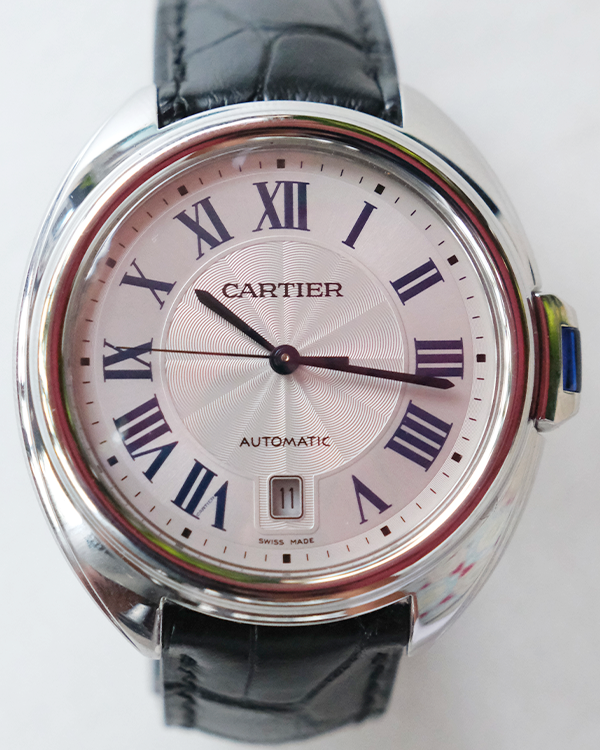 2020 Cartier Cle De Cartier 40MM Silver Dial Aftermarket Leather Strap (WSCL0018)