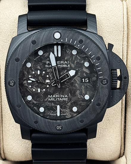 Panerai Submersible Marina Militare CarboTech 47MM Black Dial Rubber Strap (PAM02979)