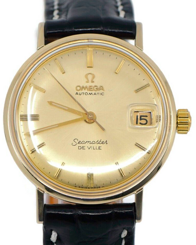 Omega Seamaster DeVille 34MM Gold Dial Leather Strap (KM6292)