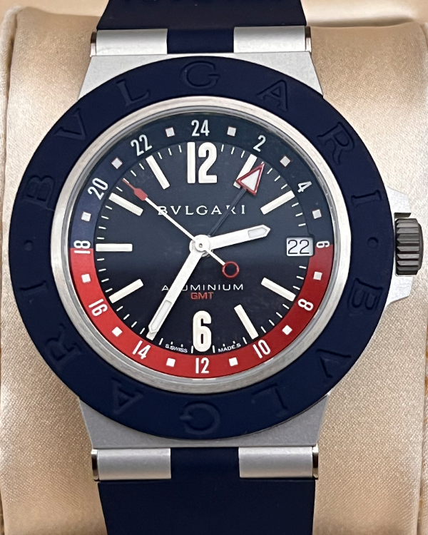 2022 Bvlgari Aluminum GMT 40MM Blue Dial Rubber Strap (103554)