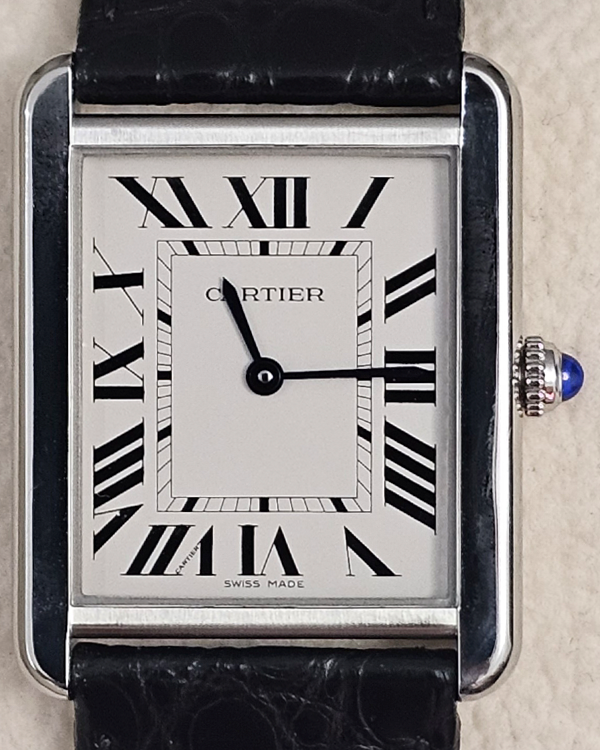 Cartier Tank Solo 27MM Quartz Silver Dial Leather Strap (3169)