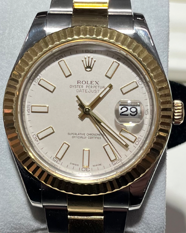 2011 Rolex Datejust II 41MM Ivory Dial Two-Tone Bracelet (116333)