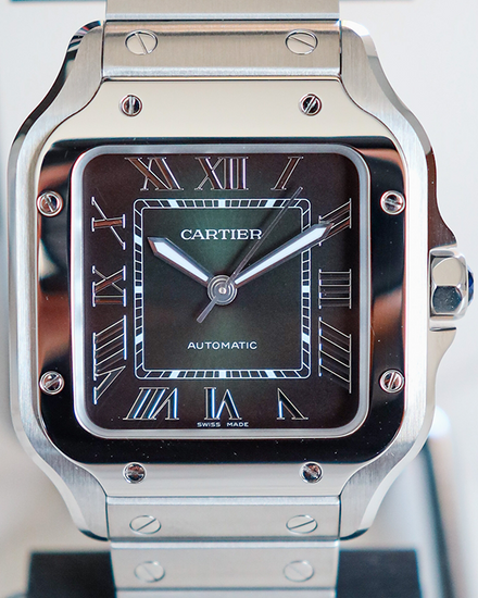 New Release - Cartier Santos De Cartier Steel Green Dial (WSSA0061 ...