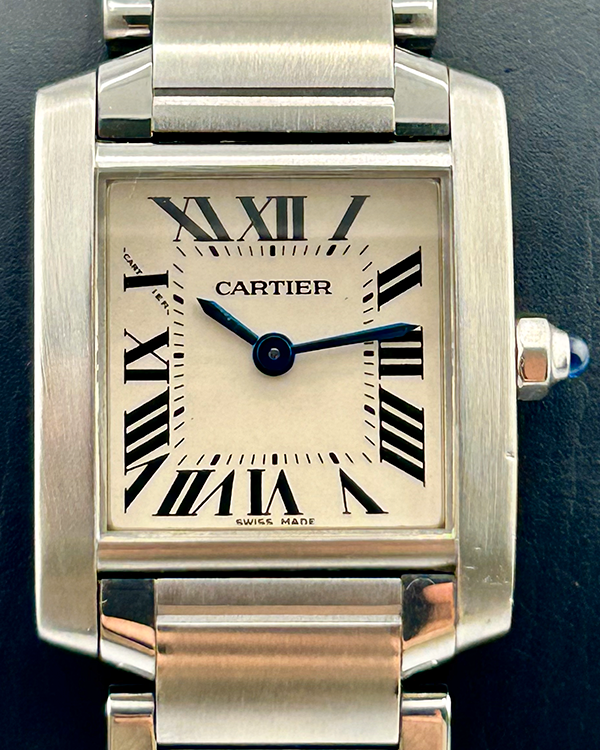 Cartier Tank Française De Cartier 20x25MM Quartz White Dial Steel Bracelet (2384)