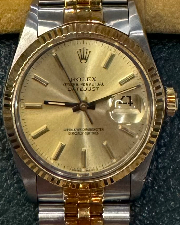 Rolex Datejust Vintage 36MM Champagne Dial Two-Tone Jubilee Bracelet (16013)