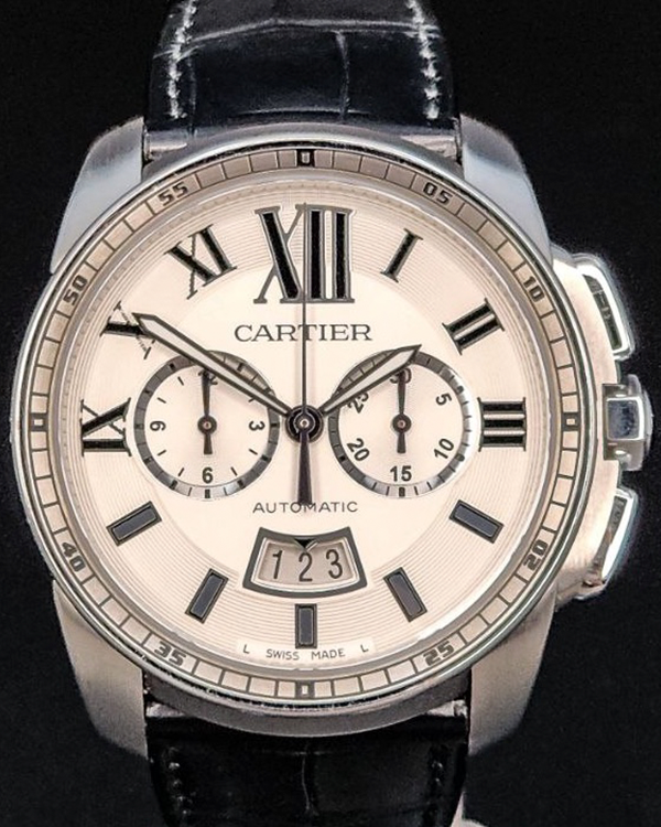 2017 Cartier Calibre de Cartier 42MM Silver Dial Leather Strap (W7100046)