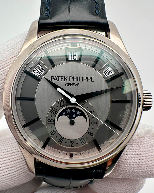 Patek Philippe Annual Calendar 40MM Grey Dial Leather Strap (5205G-001)