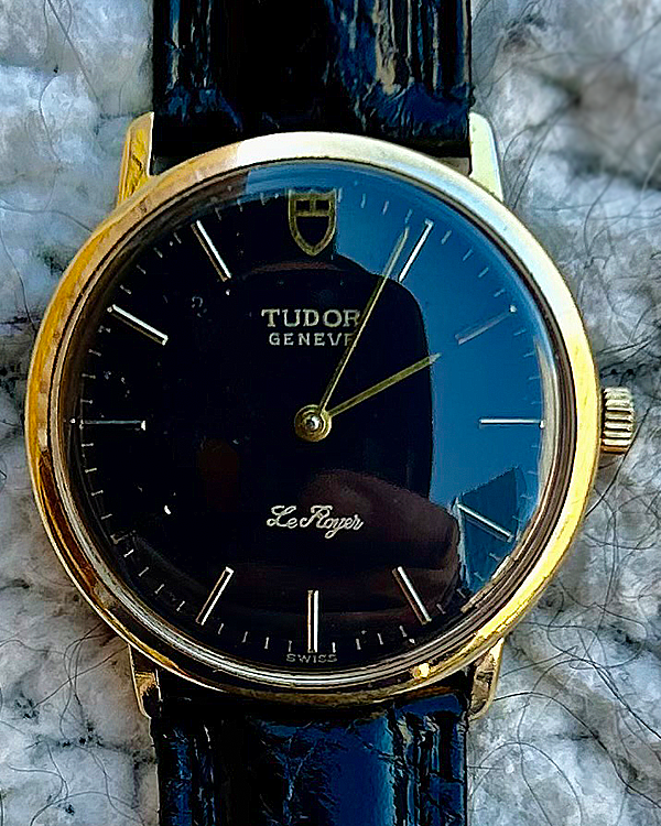 Tudor Le Royer Vintage 32MM Quartz Black Dial Aftermarket Leather Strap (563301)