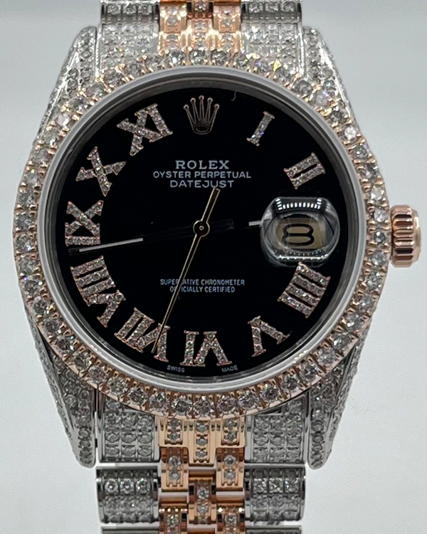 Rolex Datejust 36MM Black Dial Diamond Two-Tone Jubilee Bracelet (16013)