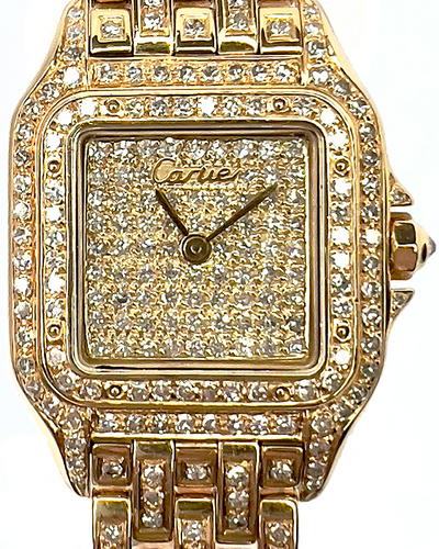 Cartier Panthère De Cartier 23MM Quartz Aftermarket Diamond Dial Yellow Gold Bracelet (866911)