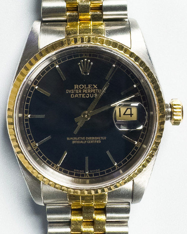 1988 Rolex Datejust Vintage 36MM Black Dial Two-Tone Jubilee Bracelet (16233)